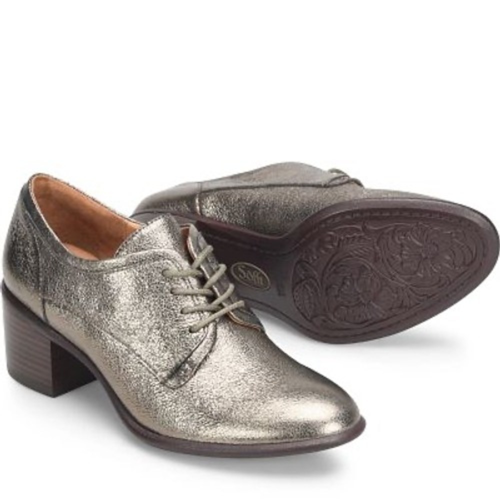 Sofft Patience Bronze Metallic Leather Oxford Lace Up Pumps Copper Chocolate 10